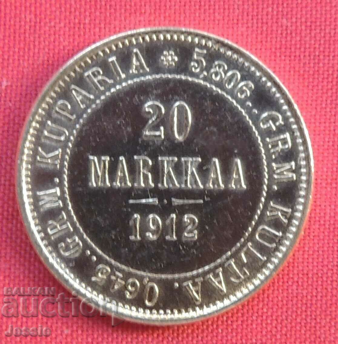 20 Markkaa 1912 Finland (Finlandia) AU (gold) 20 Markkaa 1912 Finland (Finlandia) AU (gold)