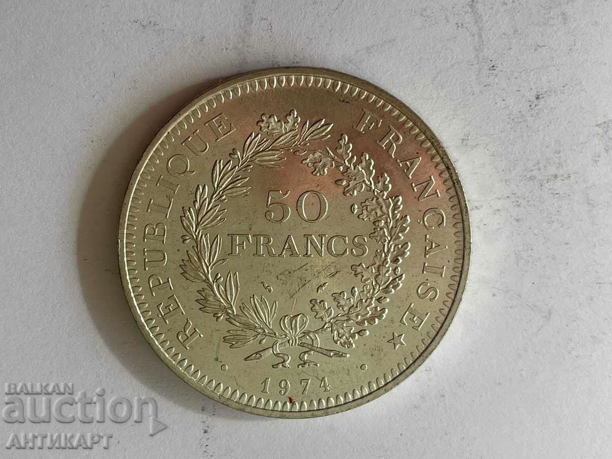 monedă de argint 50 franci Franța 1974 argint