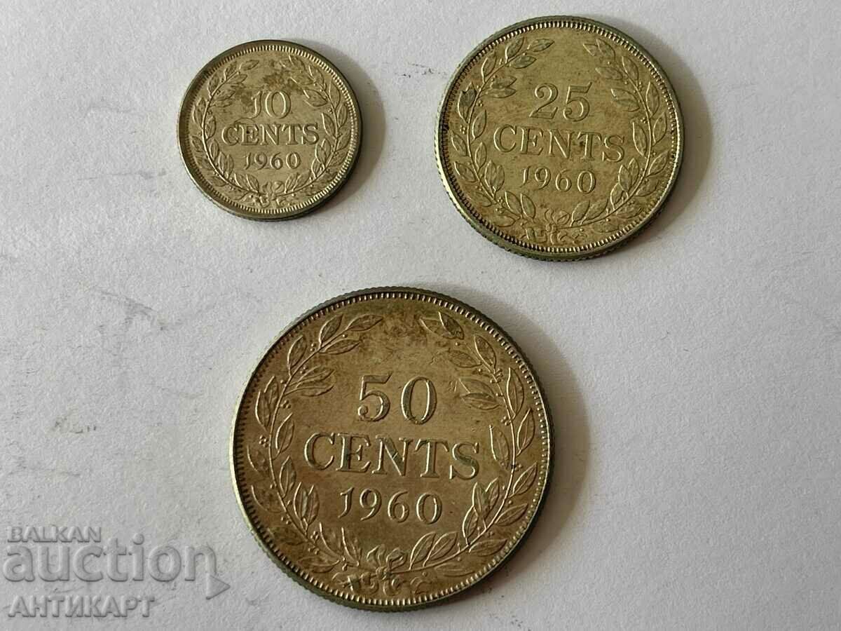 3 silver coins Liberia 1960 silver