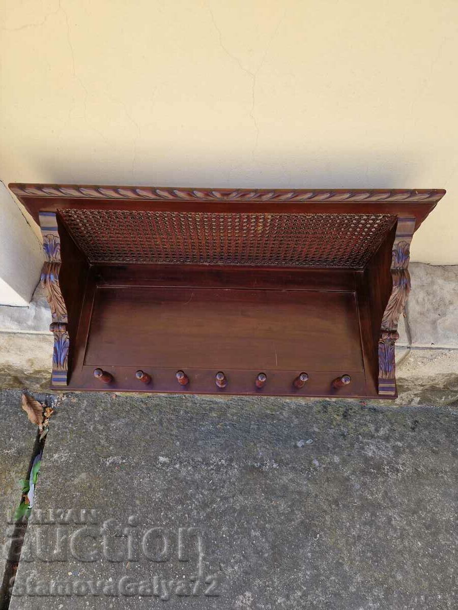 Great antique solid wood carving rattan hanger with price 177.00 BGN | € 90.50