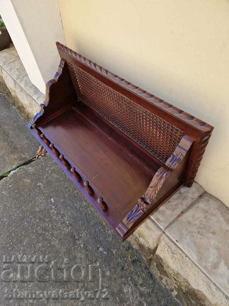 Umeraș din ratan antic sculptat în lemn masiv - 6 Umeraș din ratan antic sculptat în lemn masiv - 6