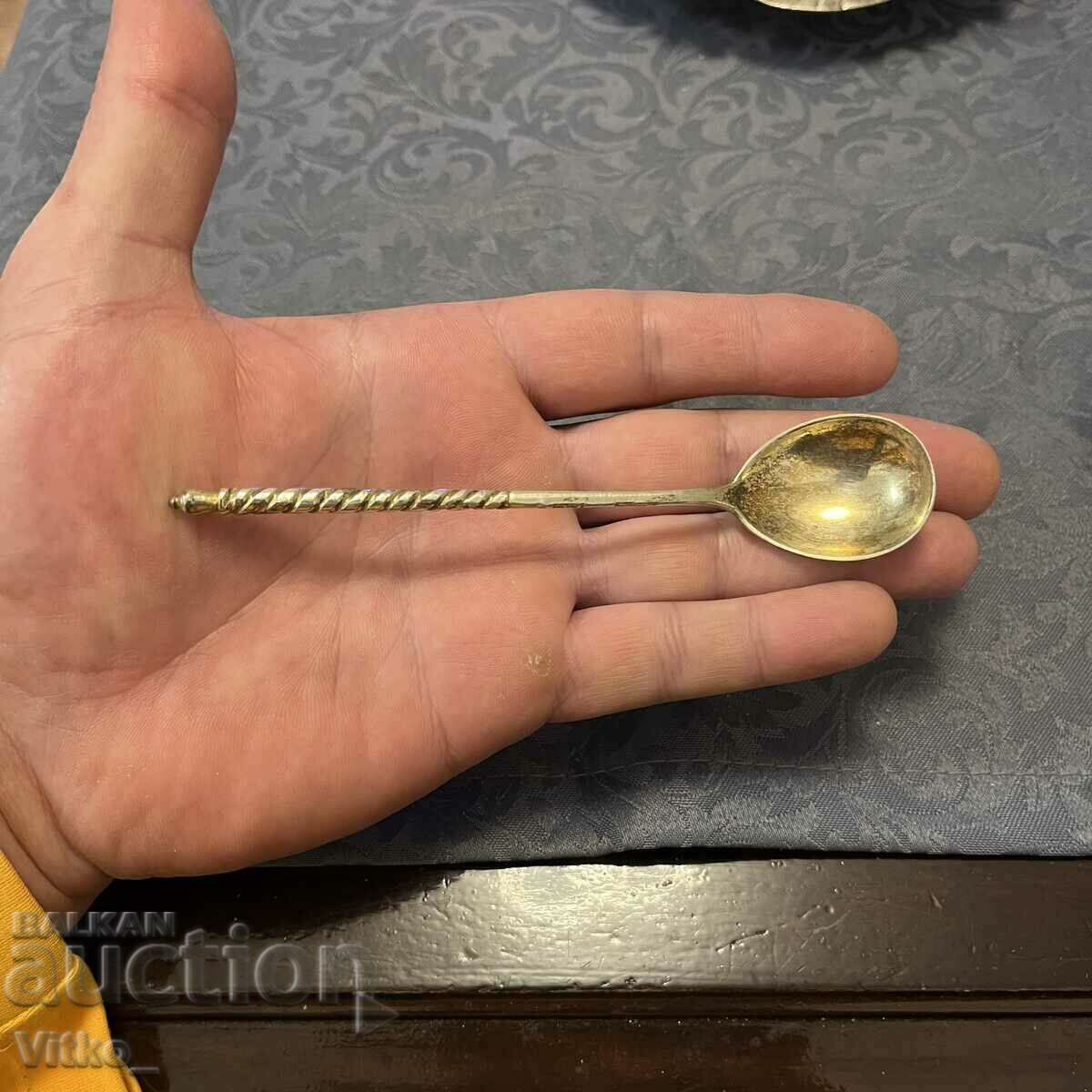 Сребърна лъжичка царска русия , ниело и позлата , маркировки Сребърна лъжичка царска русия , ниело и позлата , маркировки