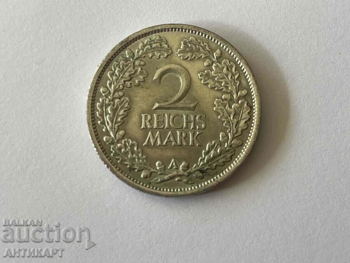 монета 2 марки reichsmark Германия 1925 сребро