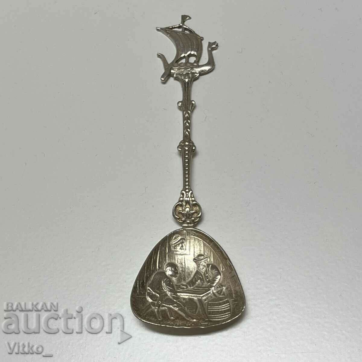Auction  Silver spoon, Viking ship, markings