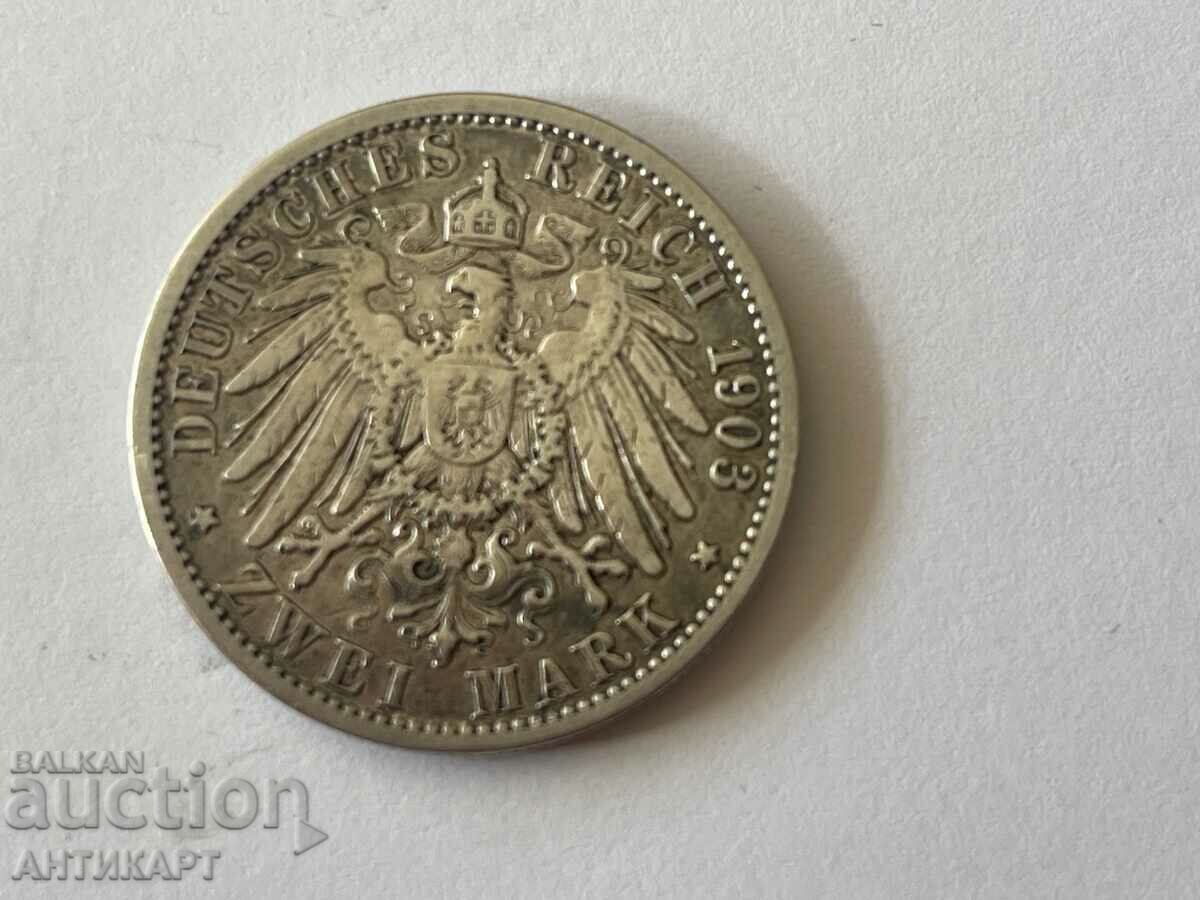 coin 2 marks Germany Prussia 1903 silver