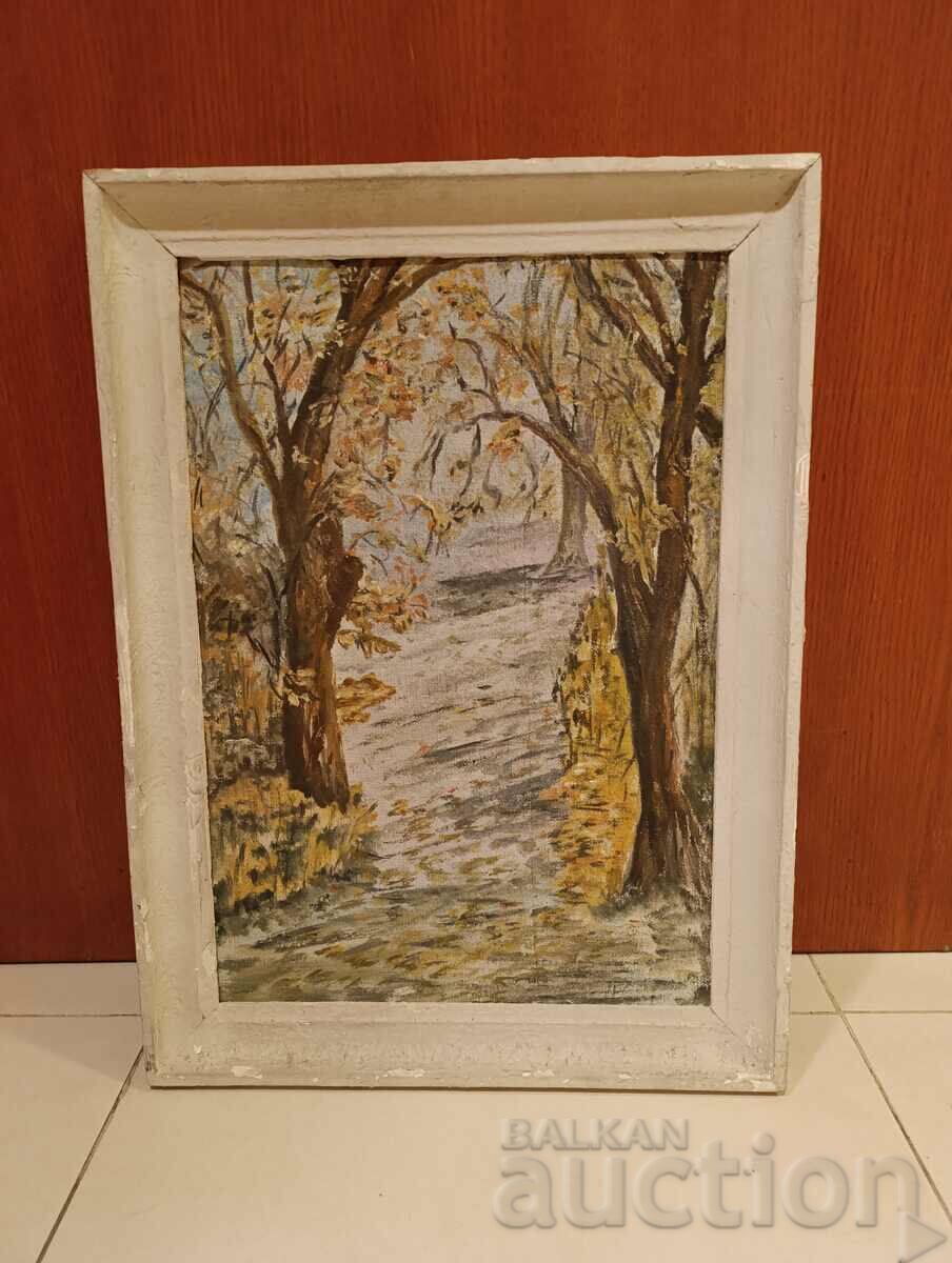 Beautiful old oil painting in wooden frame