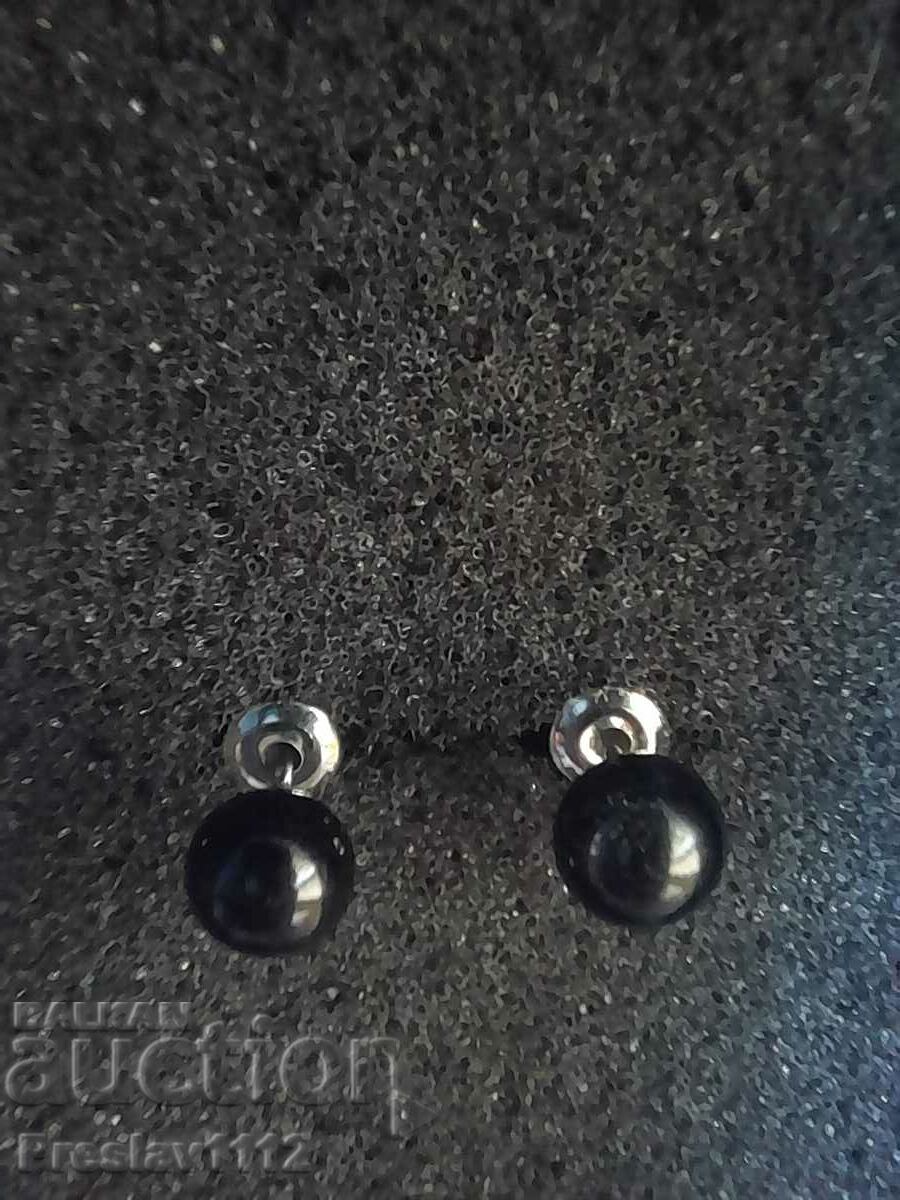 Titanium-steel earrings with Onyx 6mm