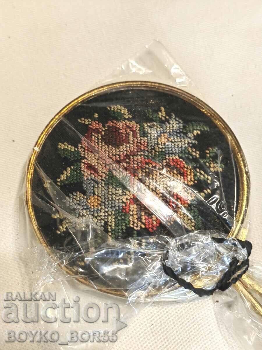 Auction  Antique Ladies Dressing Mirror Tapestry with Embroidery