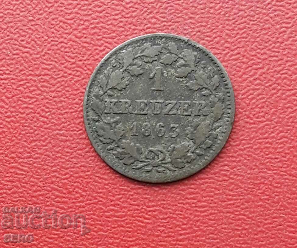 Germany-Bavaria-1 Kreuzer 1863