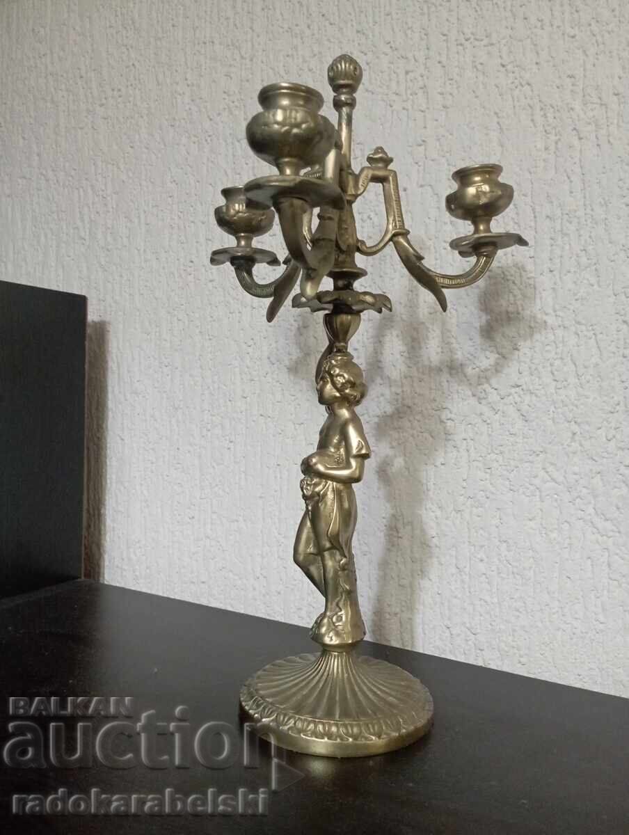 Auction  Set of two massive bronze candlesticks - candlestick