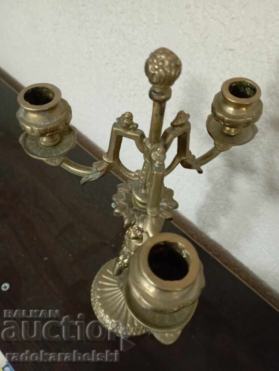 Set of two massive bronze candlesticks - candlestick - 5