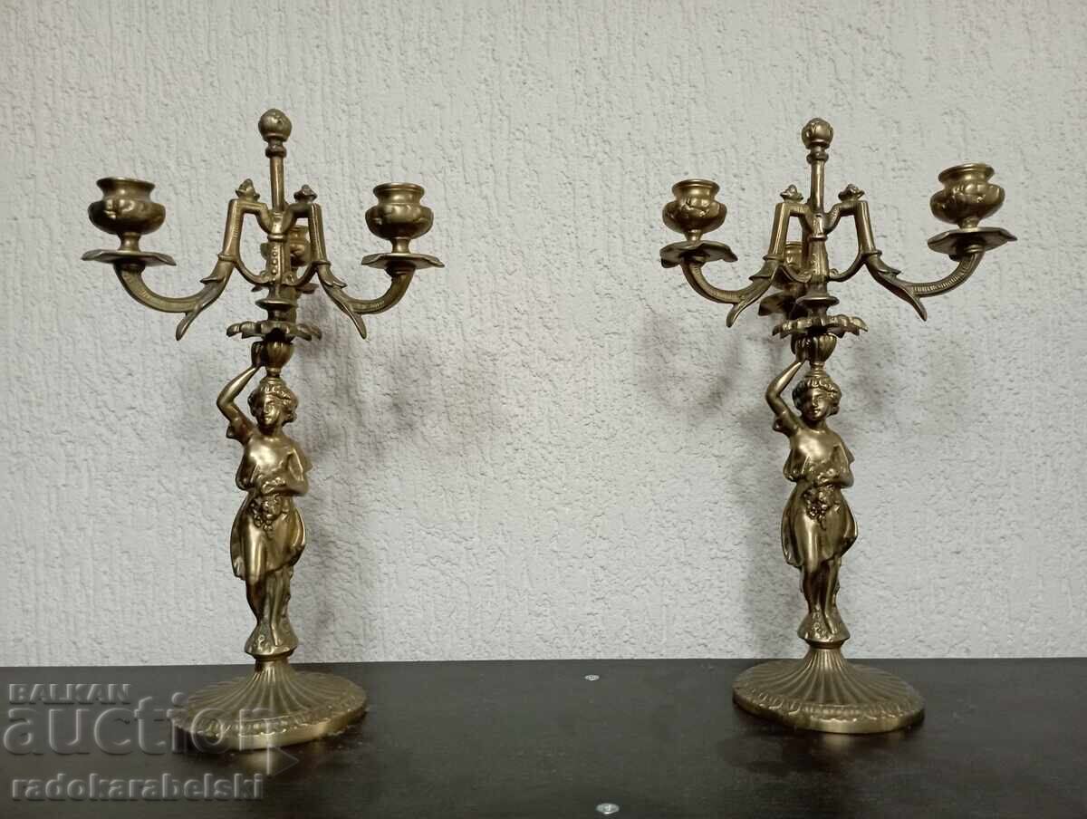 Set of two massive bronze candlesticks - candlestick