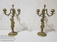 Set of two massive bronze candlesticks - candlestick