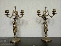 Σετ από δύο ογκώδη μπρούτζινα κηροπήγια - κηροπήγιο