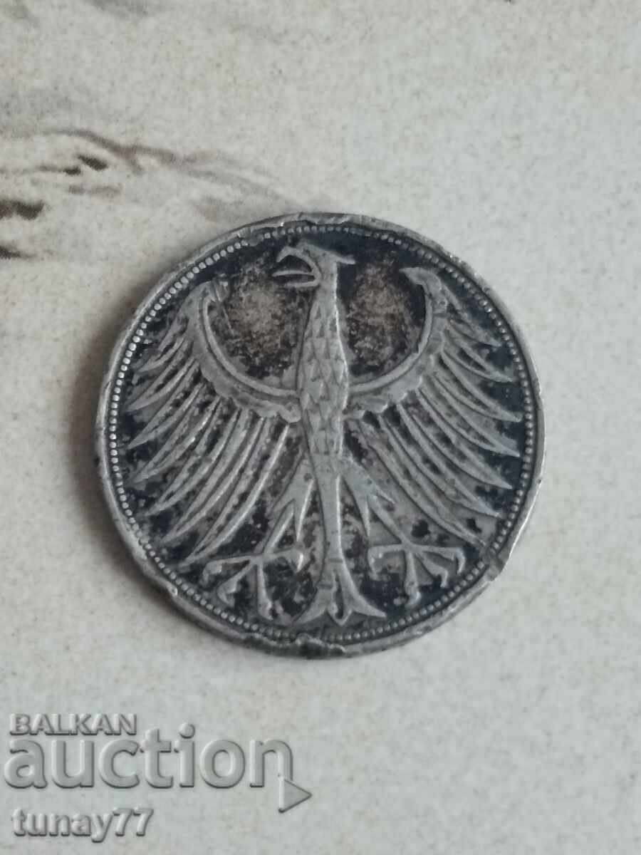 Silver coin GERMANY 5 MARKS KM-1951