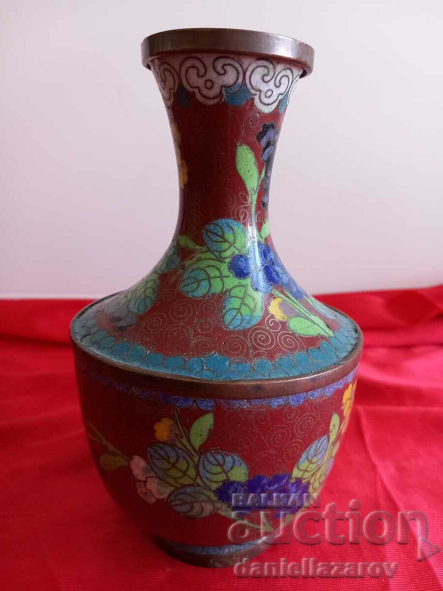 Old Vase CLOIZONE, Bronze with Cellular Enamel