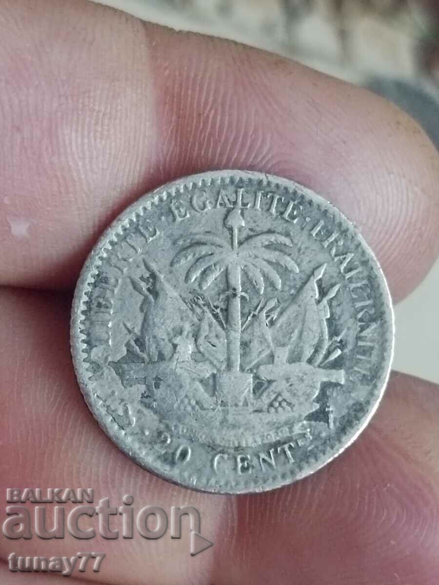 Silver coin Haiti - prima repubblica (1859-1957) - 20 ce