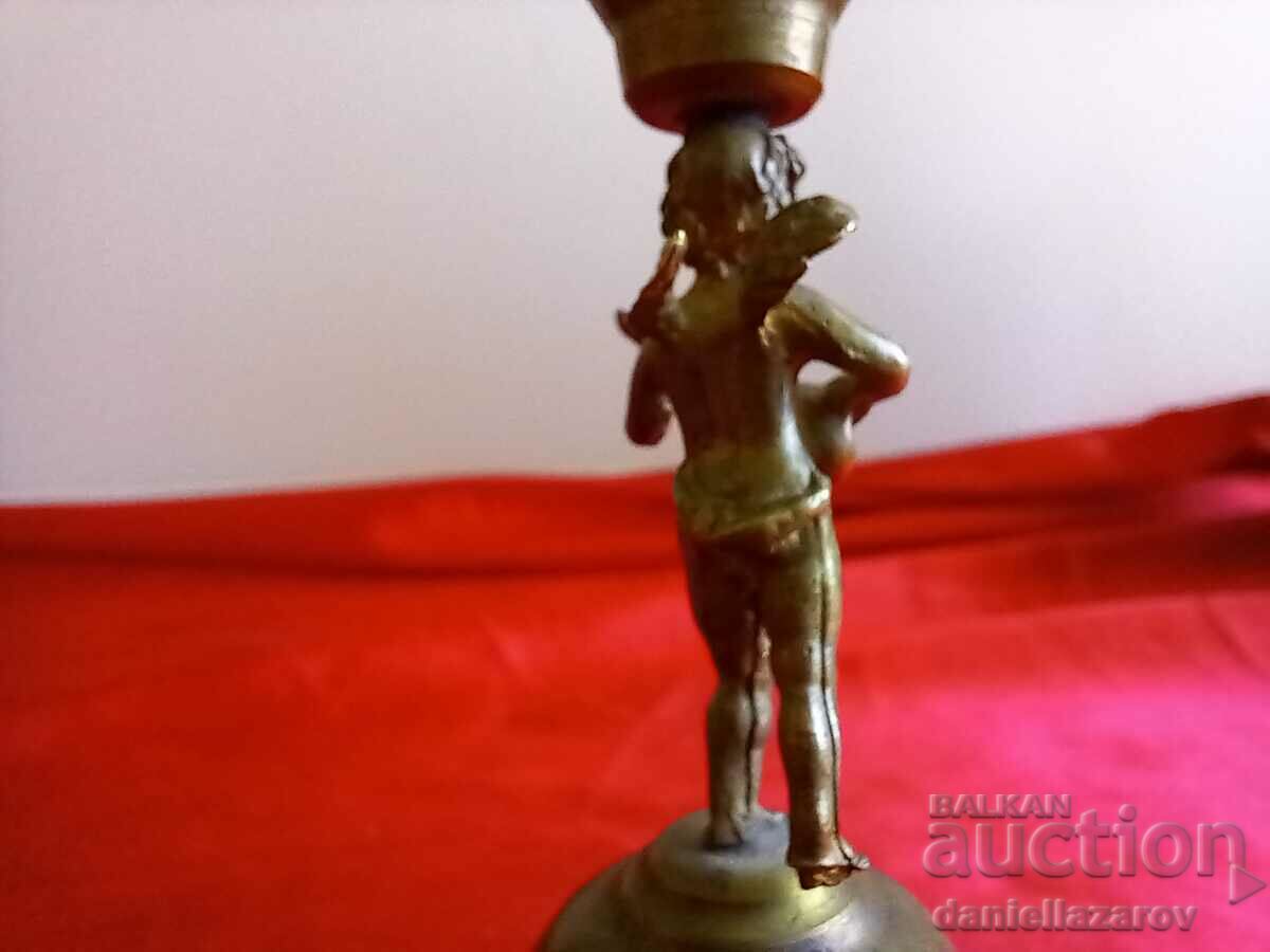 Auction Old Bronze Candlestick, Angel, CHERUB Auction Old Bronze Candlestick, Angel, CHERUB