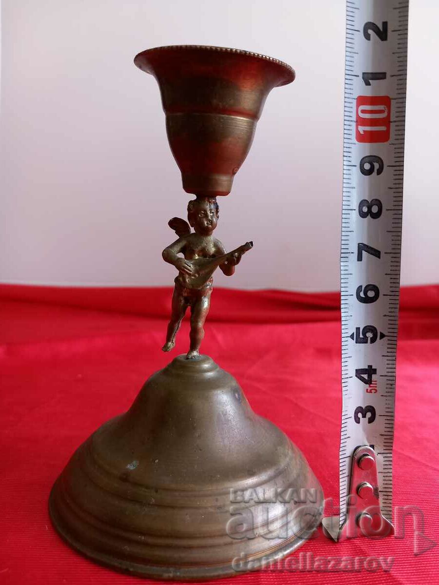 Old Bronze Candlestick, Angel, CHERUB - 5 Old Bronze Candlestick, Angel, CHERUB - 5