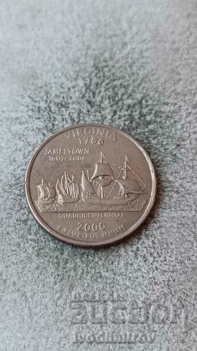 USA 25 cents 2000 D Virginia