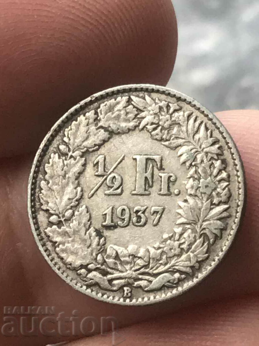 Switzerland 1/2 franc 1937 silver