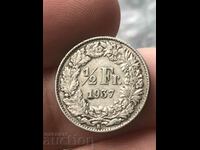 Switzerland 1/2 franc 1937 silver