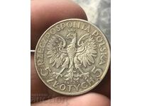 Полша 5 злоти 1933 Ядвига сребро