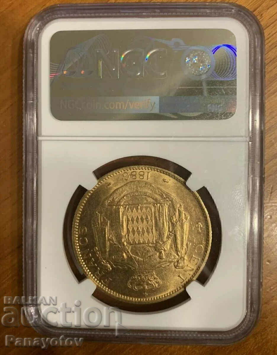 100 FRANC FRANCE MONACO AU 58 NGC PCGS CHARLES III GOLD - 5