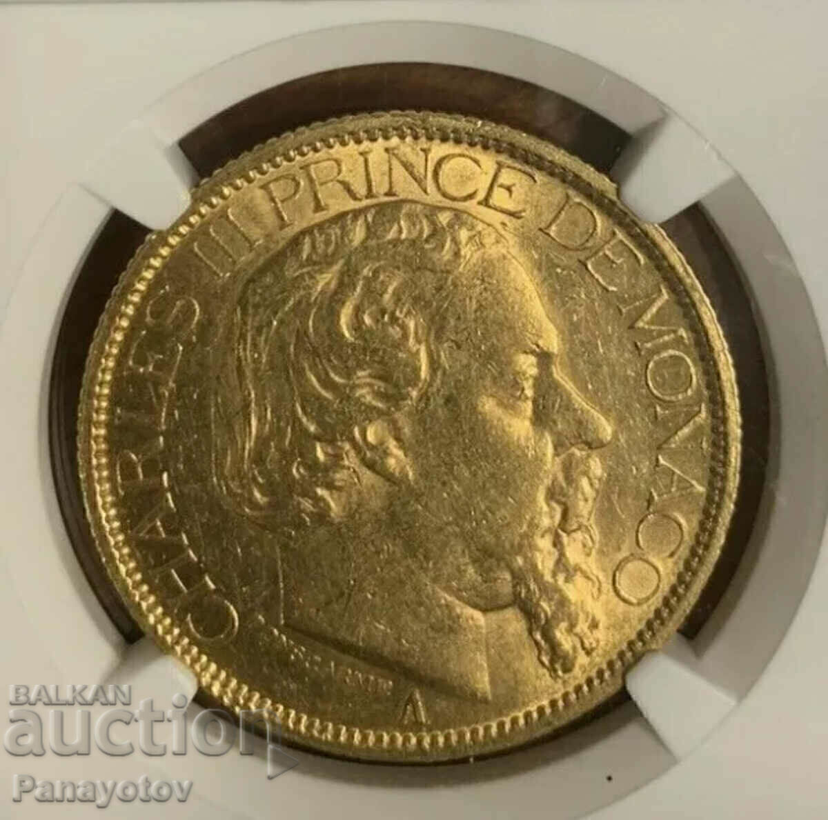 100 FRANC FRANCE MONACO AU 58 NGC PCGS CHARLES III GOLD - 6
