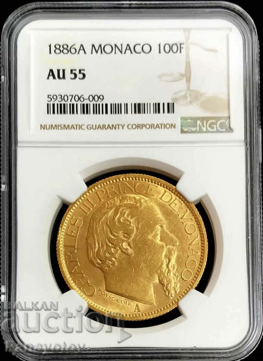 100 FRANC FRANCE MONACO AU 55 NGC PCGS RARE PERFECT EVIL