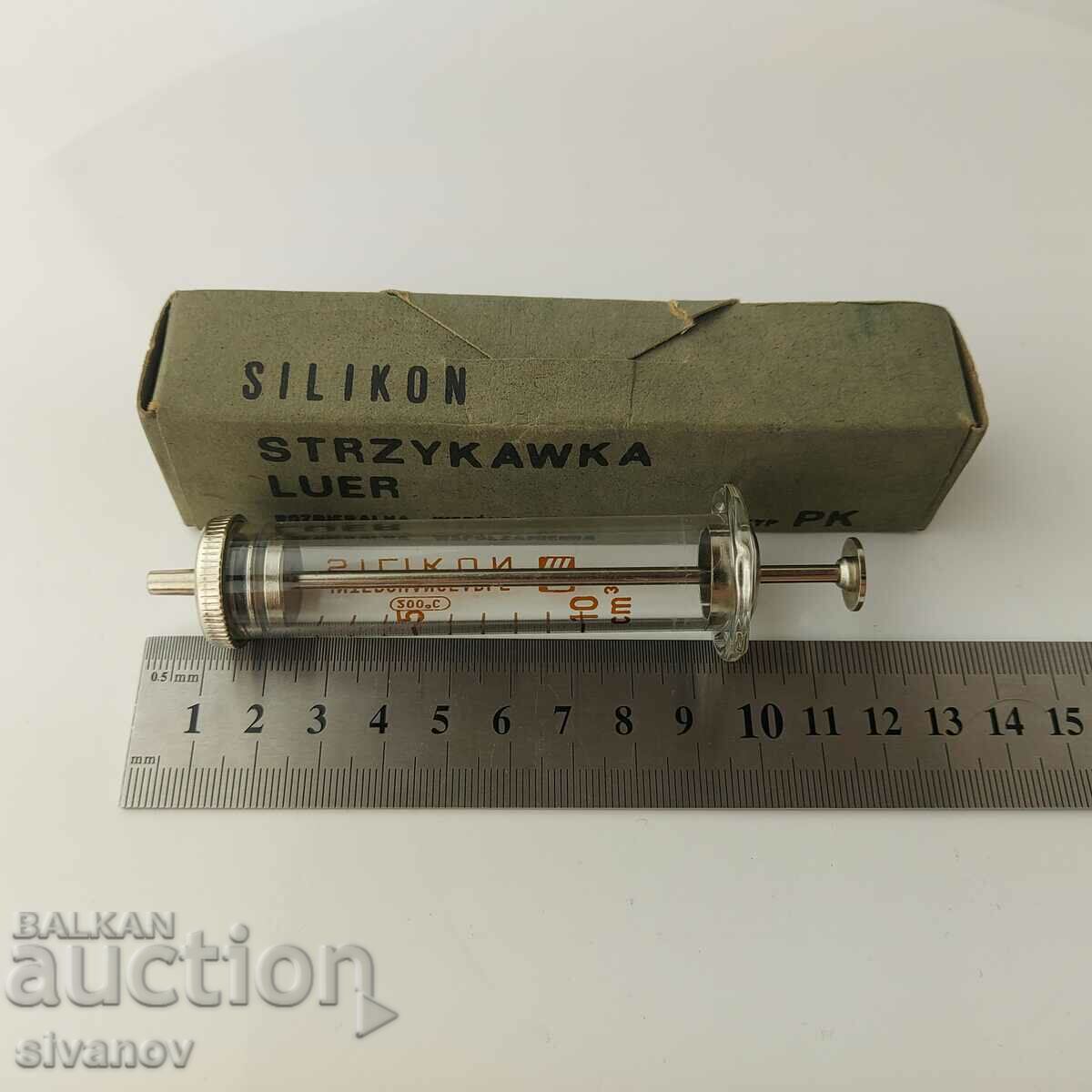 Old glass syringe 10ml Polamed Poland #5678 - 7 Old glass syringe 10ml Polamed Poland #5678 - 7