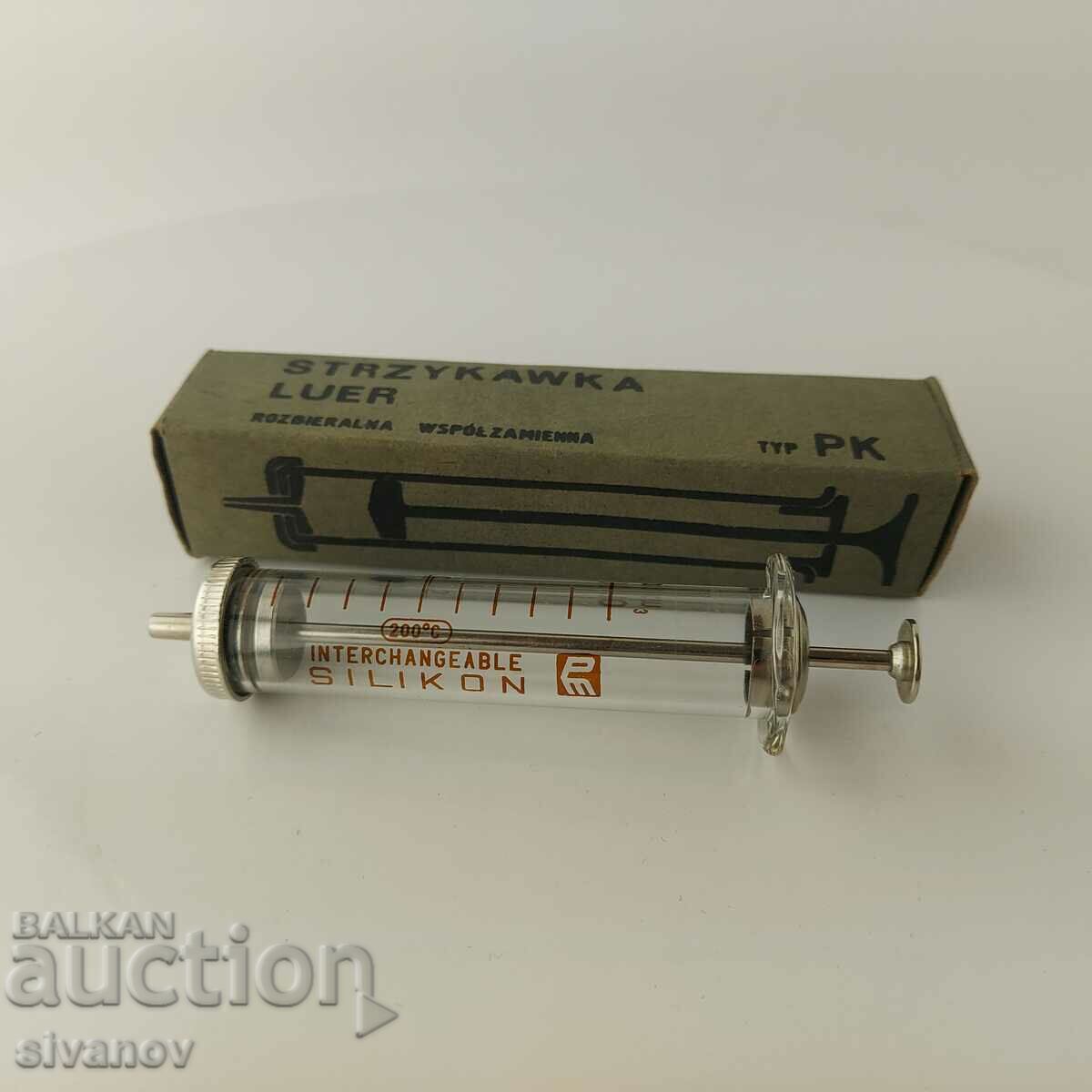 Παλιά γυάλινη σύριγγα 10ml Polamed Poland #5678