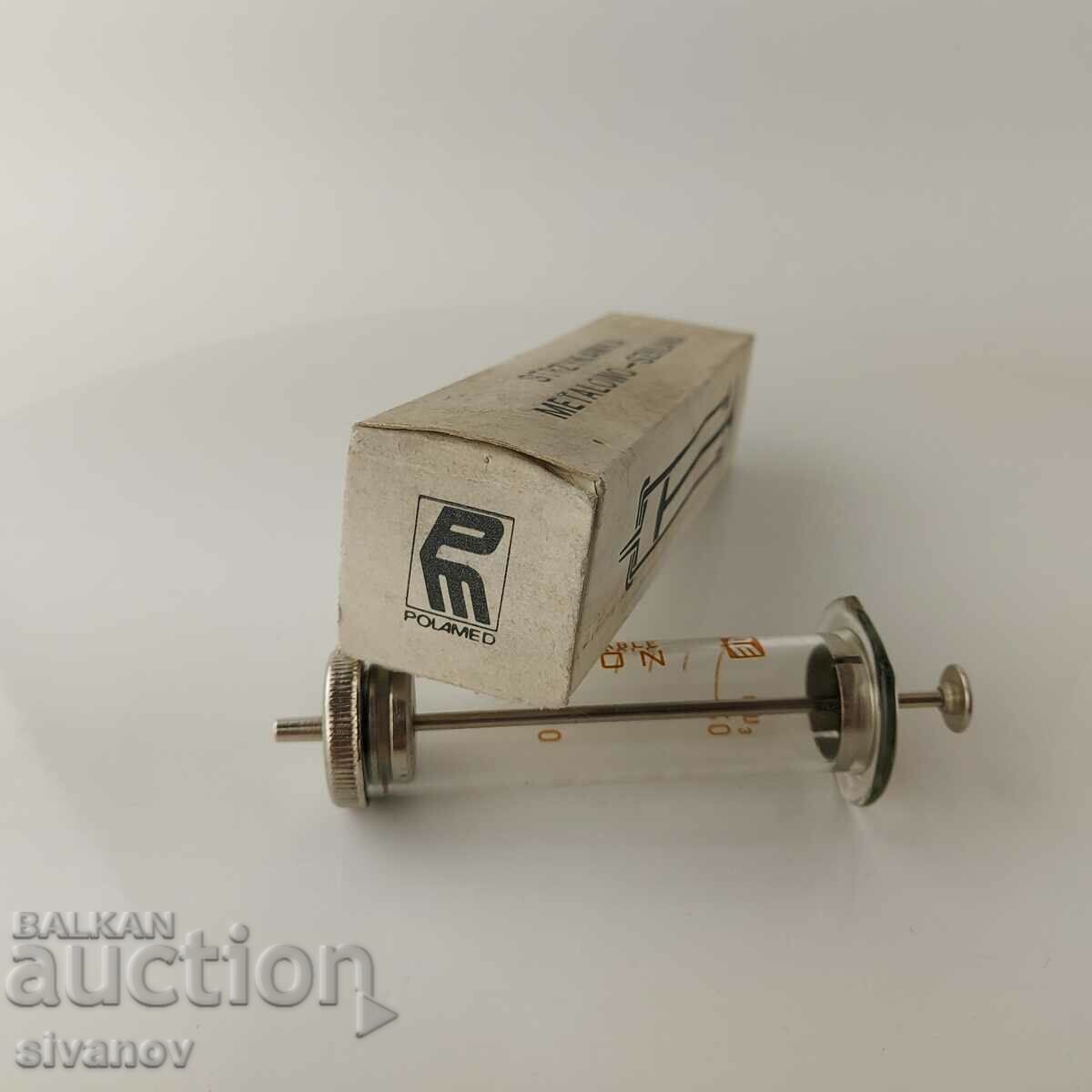 Old glass syringe 20ml Polamed Poland #5679 - 5 Old glass syringe 20ml Polamed Poland #5679 - 5