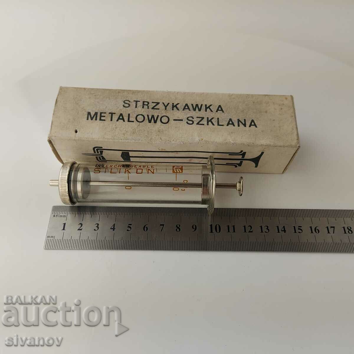 Old glass syringe 20ml Polamed Poland #5679 - 7 Old glass syringe 20ml Polamed Poland #5679 - 7