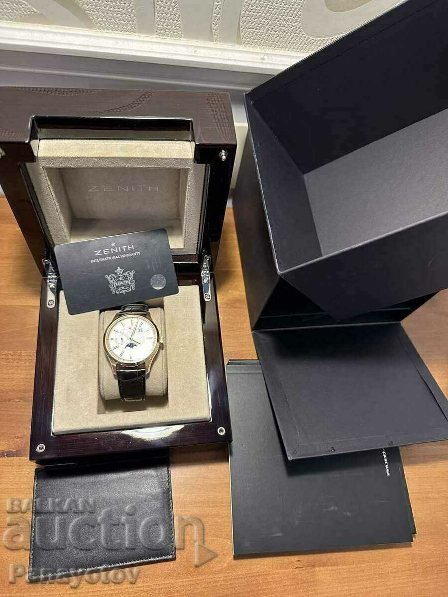 ZENITH 18K GOLD WATCH MASSIVE MOON PHASE ELITE YES - 6
