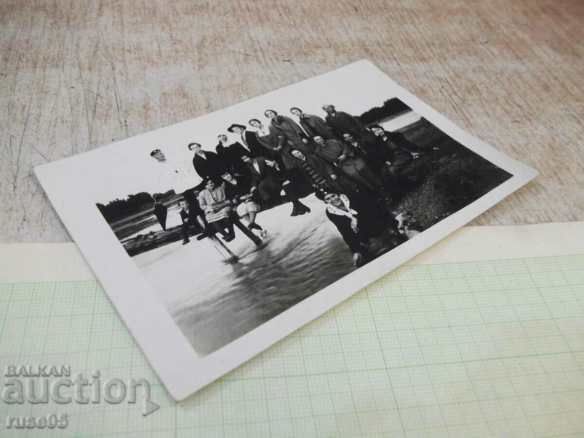 Auction Old photo of young people by the river on a bridge Auction Old photo of young people by the river on a bridge