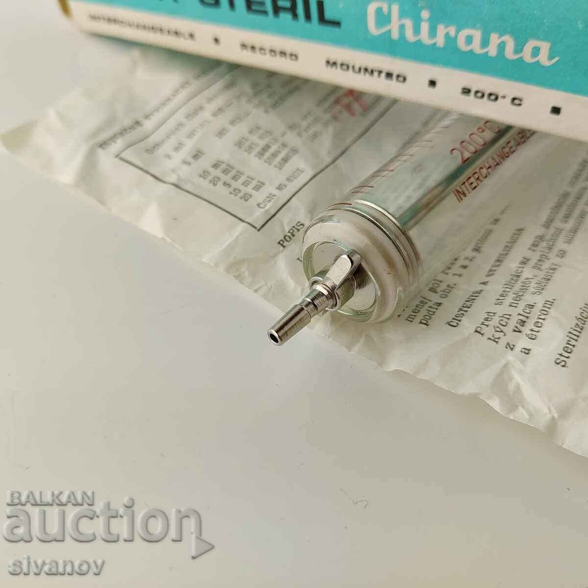 Delivery of Old glass syringe 10ml Chirana Czechoslovakia #5689 Delivery of Old glass syringe 10ml Chirana Czechoslovakia #5689