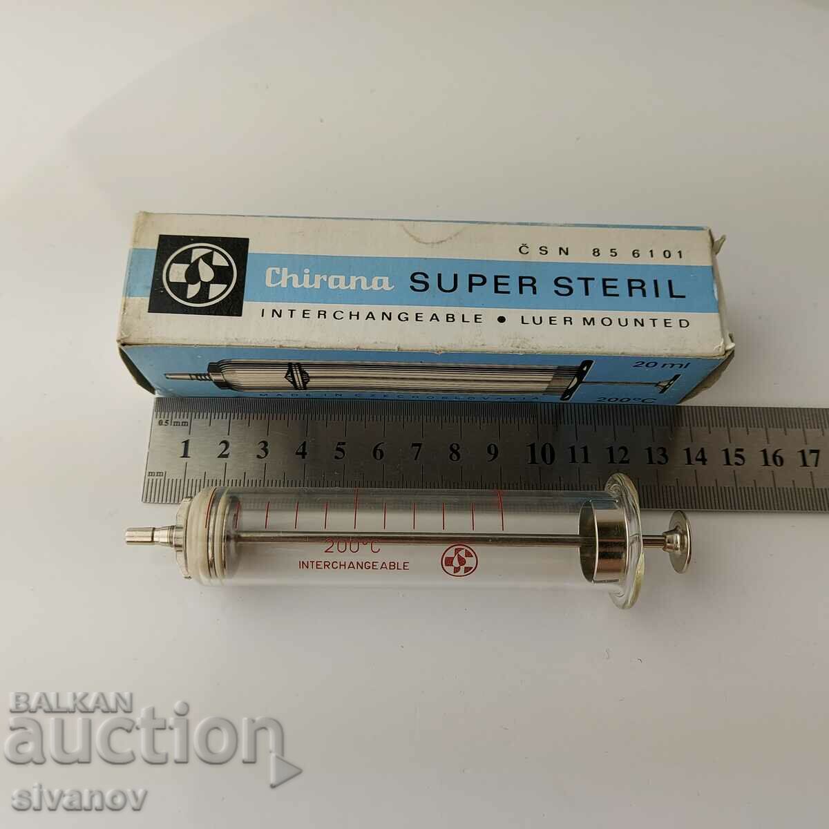 Seringă veche de sticlă 20ml Chirana Cehoslovacia #5692 - 7