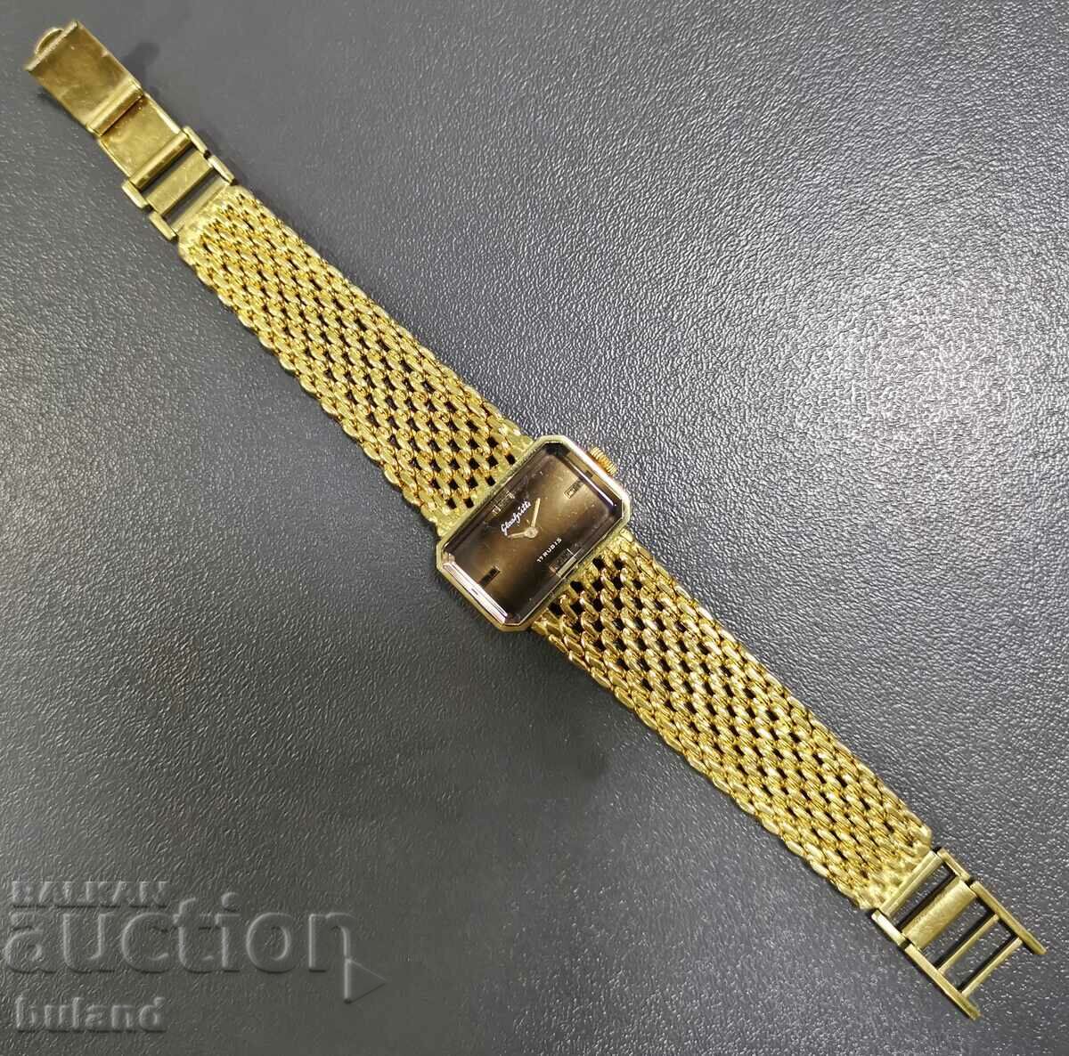 Дамски Ръчен Часовник Glashutte Гласхюте Позлатен Позлата