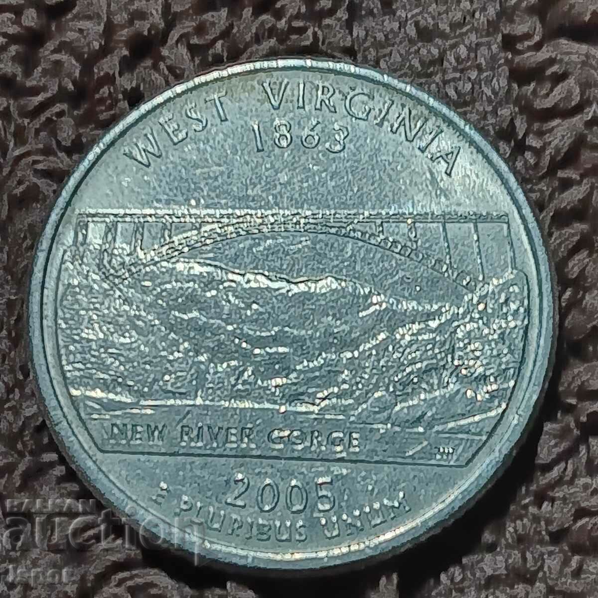 93/ USA State of West Virginia 25s 2005