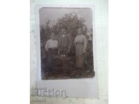 Old photo of a gentleman with two ladies in front of a tree