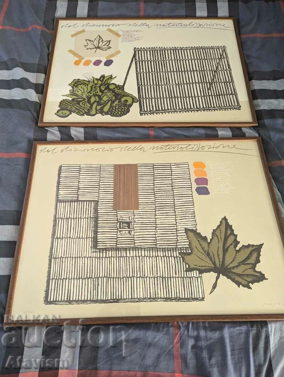 Δύο πίνακες του Concetto Pozzati (Ιταλός μοντερνιστής)