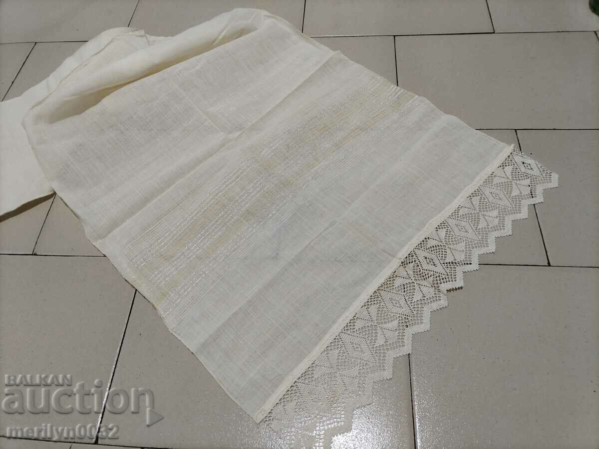Old fringed cloth with lace, knitting, fringe with embroidery - 5