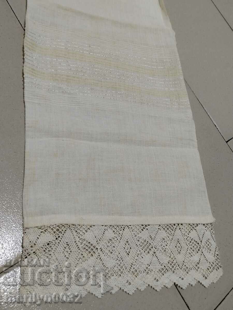 Old fringed cloth with lace, knitting, fringe with embroidery - 6