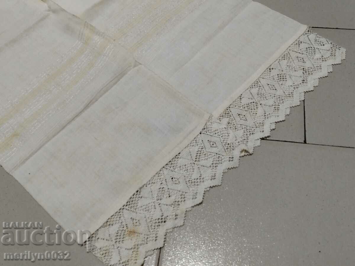 Old fringed cloth with lace, knitting, fringe with embroidery - 7