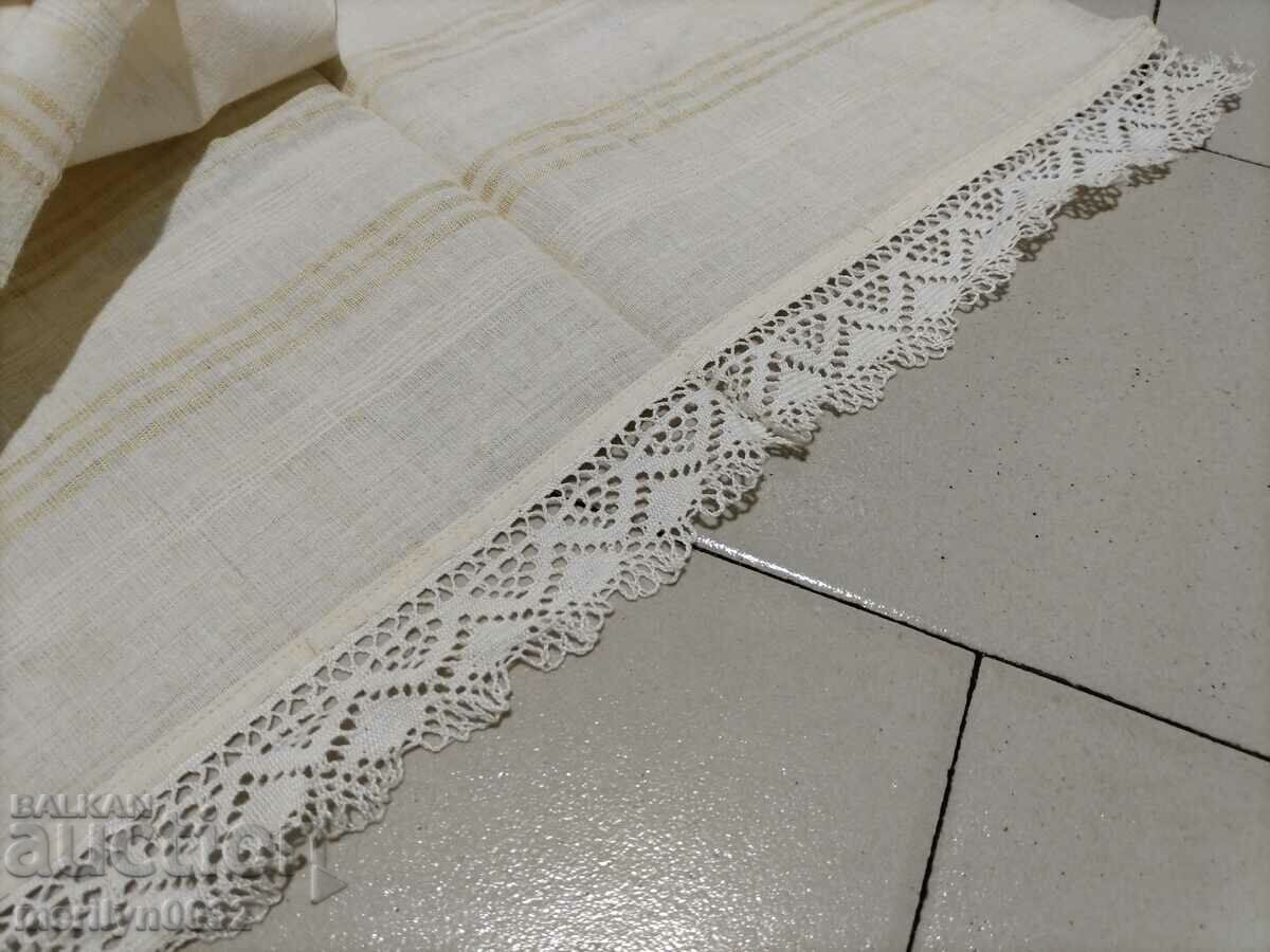 Old fringed cloth with lace, knitting, fringe with embroidery - 5