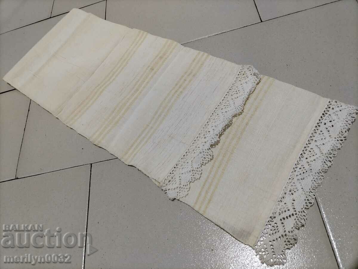 Old fringed cloth with lace, knitting, fringe with embroidery - 6