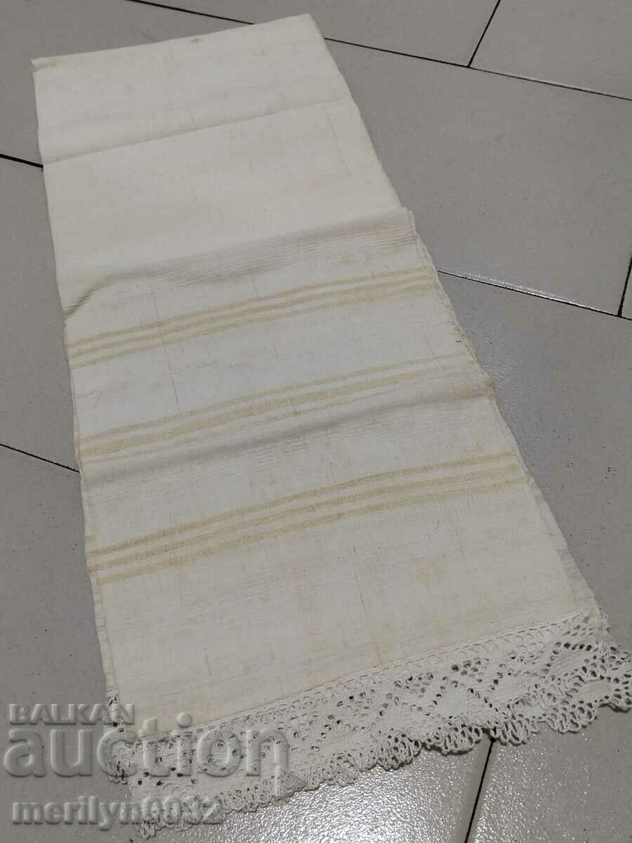 Old fringed cloth with lace, knitting, fringe with embroidery - 7