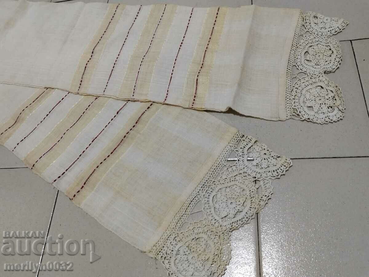 Old fringed cloth with lace, knitting, fringe with embroidery - 6