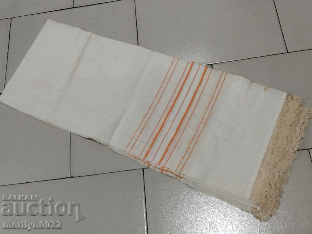 Auction Old fringed cloth with lace, knitting, fringe with embroidery Auction Old fringed cloth with lace, knitting, fringe with embroidery